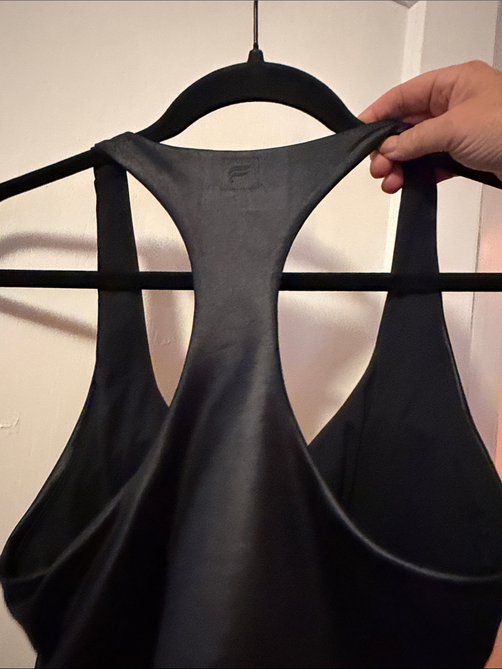 Fabletics Black Racerback Satin-Look Sports Bralette - Picture 3 of 3